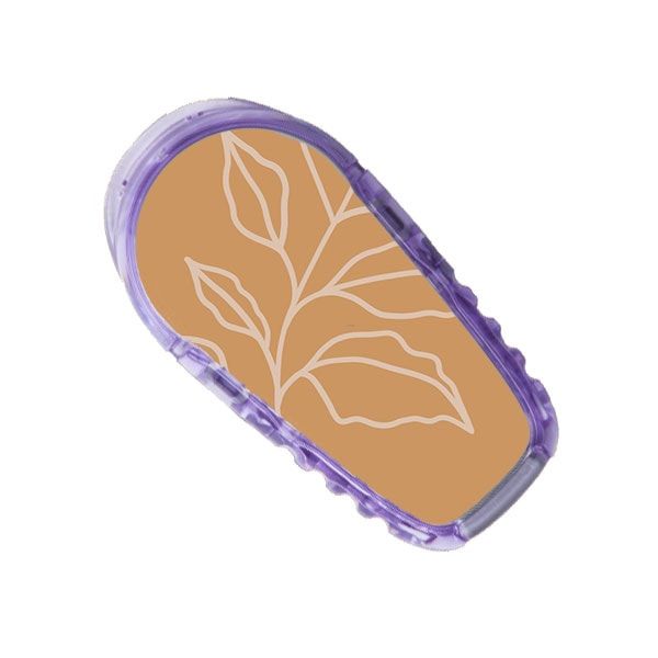 Diasticker® Dexcom G6 Stickerset "Blätter" mit Blattmuster und lilafarbenem Rand.