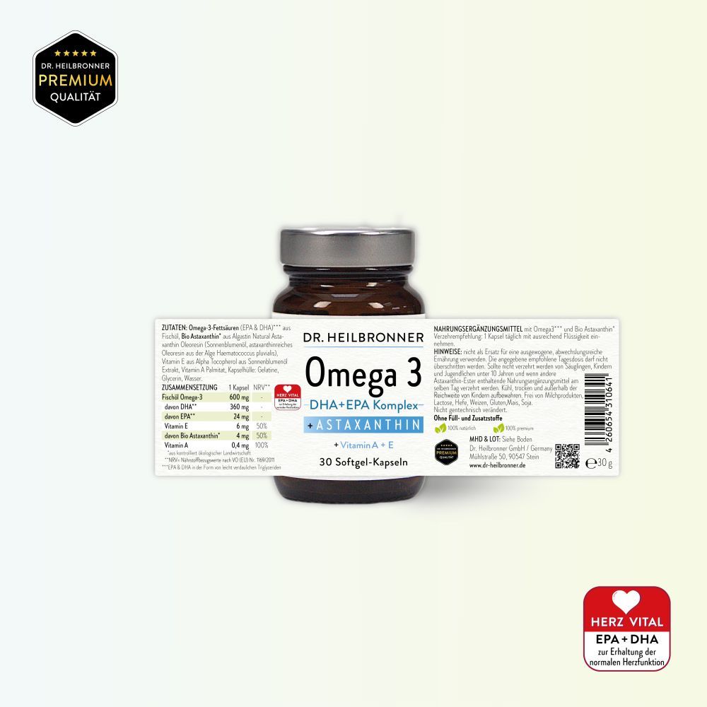 OMEGA 3 + Astaxanthin + Vitamin A + E Kapseln