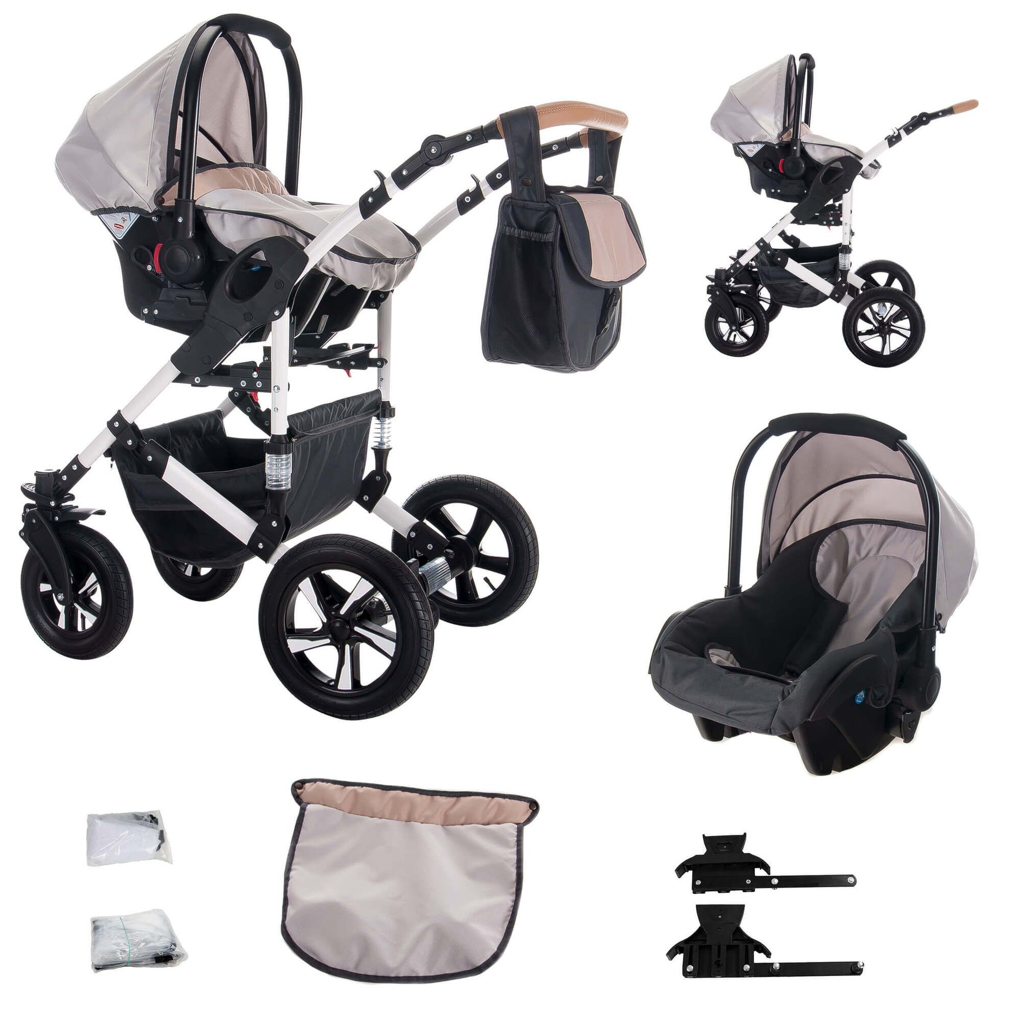 Bebebi myVARIO 3 in 1 Kinderwagen Set Luftreifen, myHoney