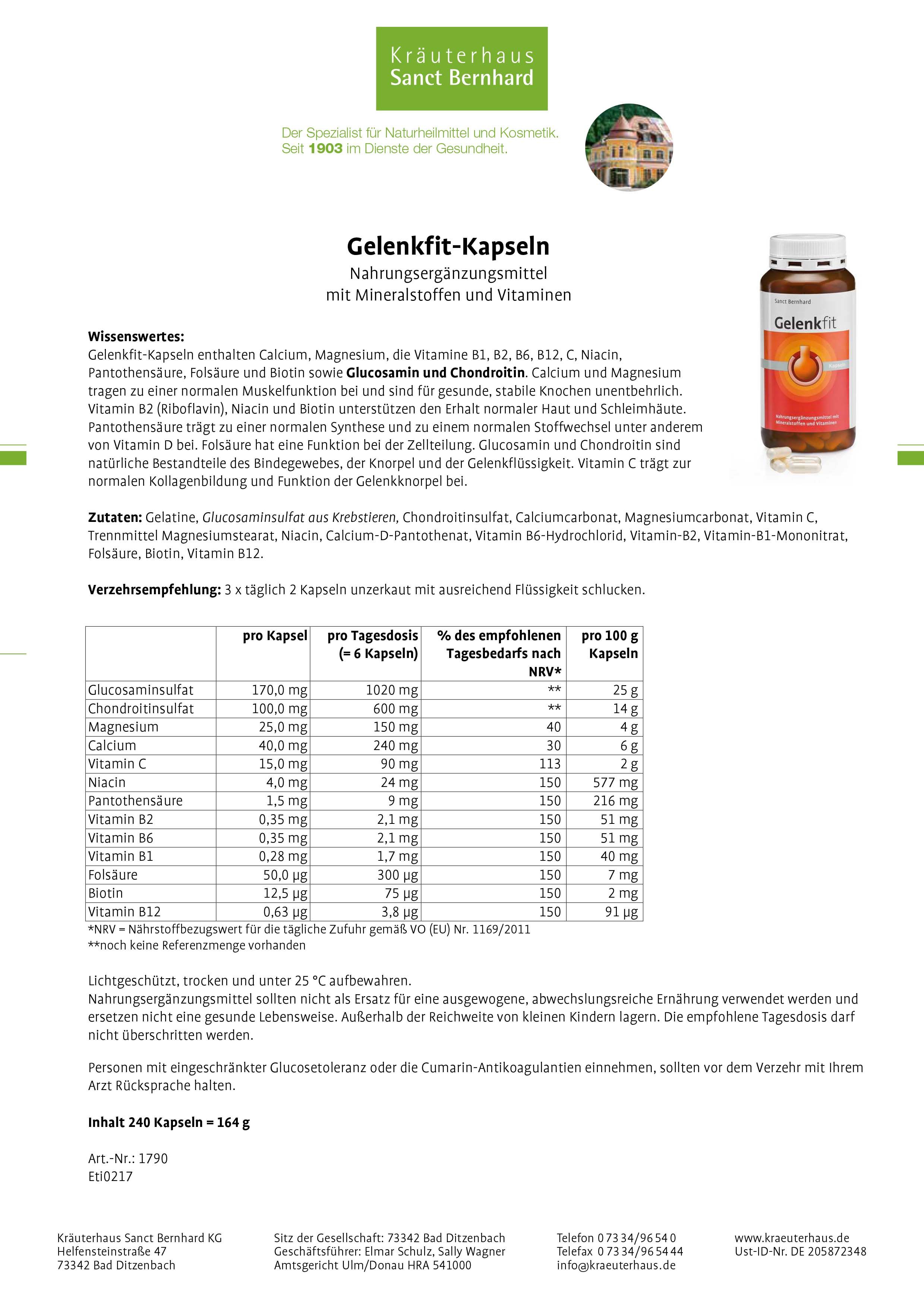 Sanct Bernhard Gelenkfit-Kapseln Kurpackung