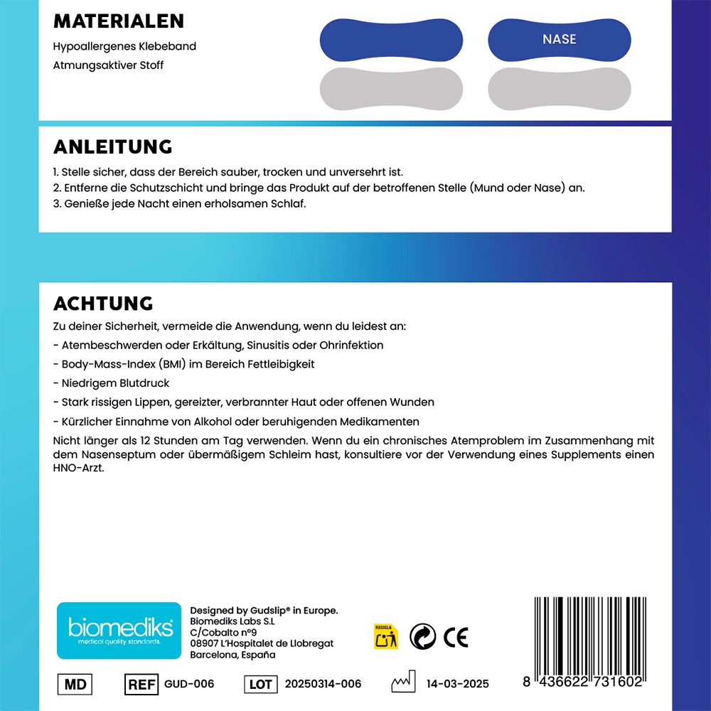 Sportpack Gudsport® Tagespack Nasenpflaster blau