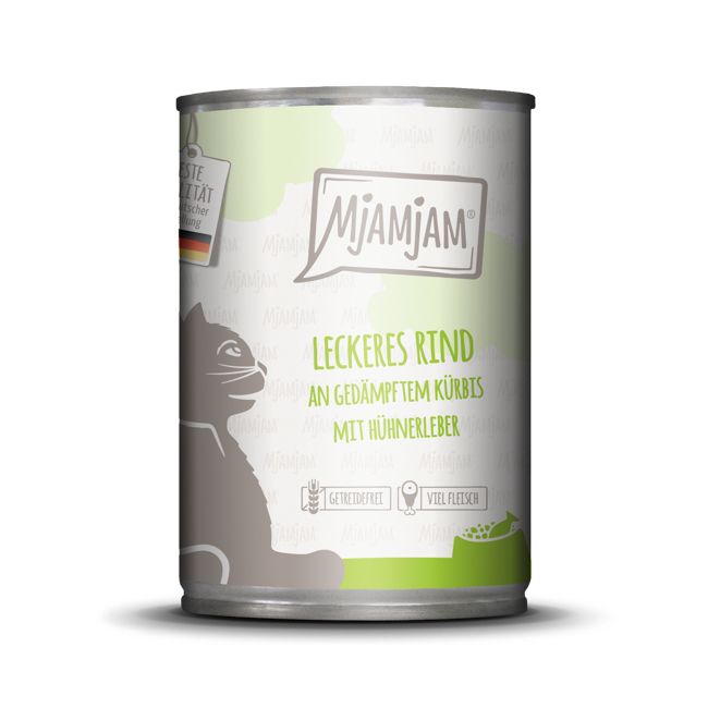 MjAMjAM - leckeres Rind an gedämpftem Kürbis 400 g Futter