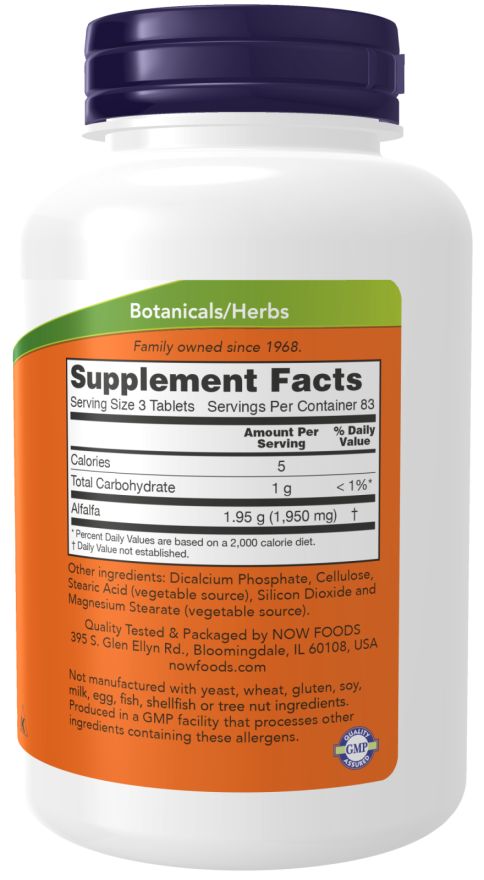 Rückseite der Flasche. Orangefarbenes Etikett mit Nährwertangaben und Zutaten. Text: "Supplement Facts".