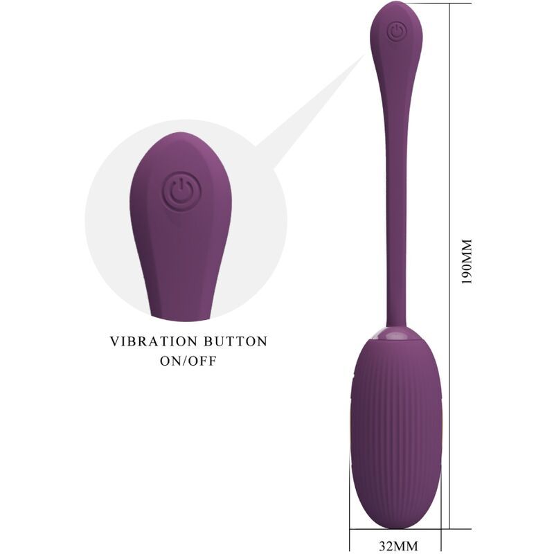 Lila Vibrations-Ei mit Stiel. Maße: 190mm x 32mm. Mit Vibrationsknopf.