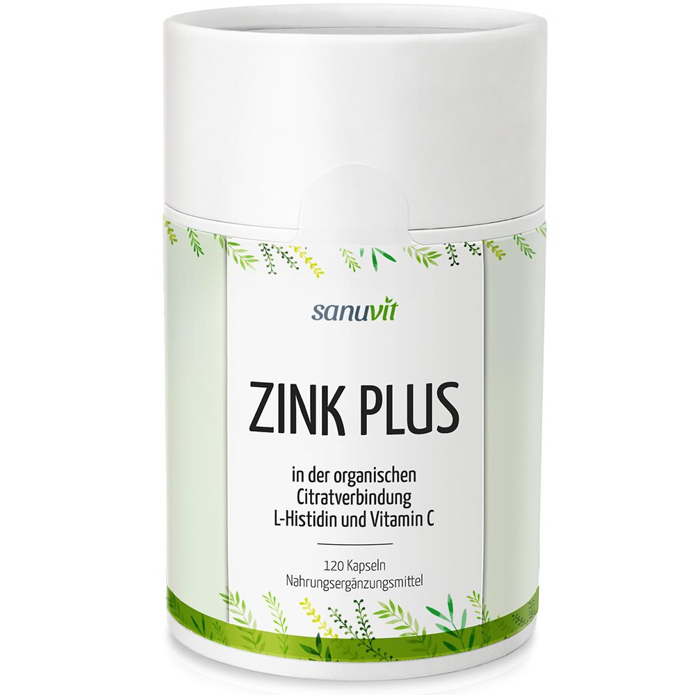 Sanuvit® Zink Plus Kapseln – Organisches kombiniert mit Vitamin C & L-Histidin Papierdose 34 g