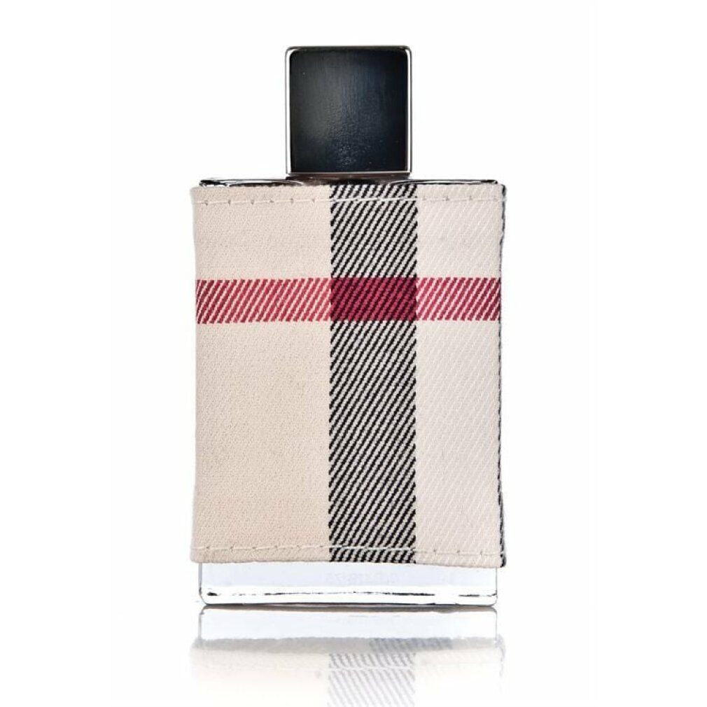 Burberry London For Women Edp Spray. Rechteckiger Glasflakon mit Stoffbezug im Karomuster. Schwarzer Verschluss.