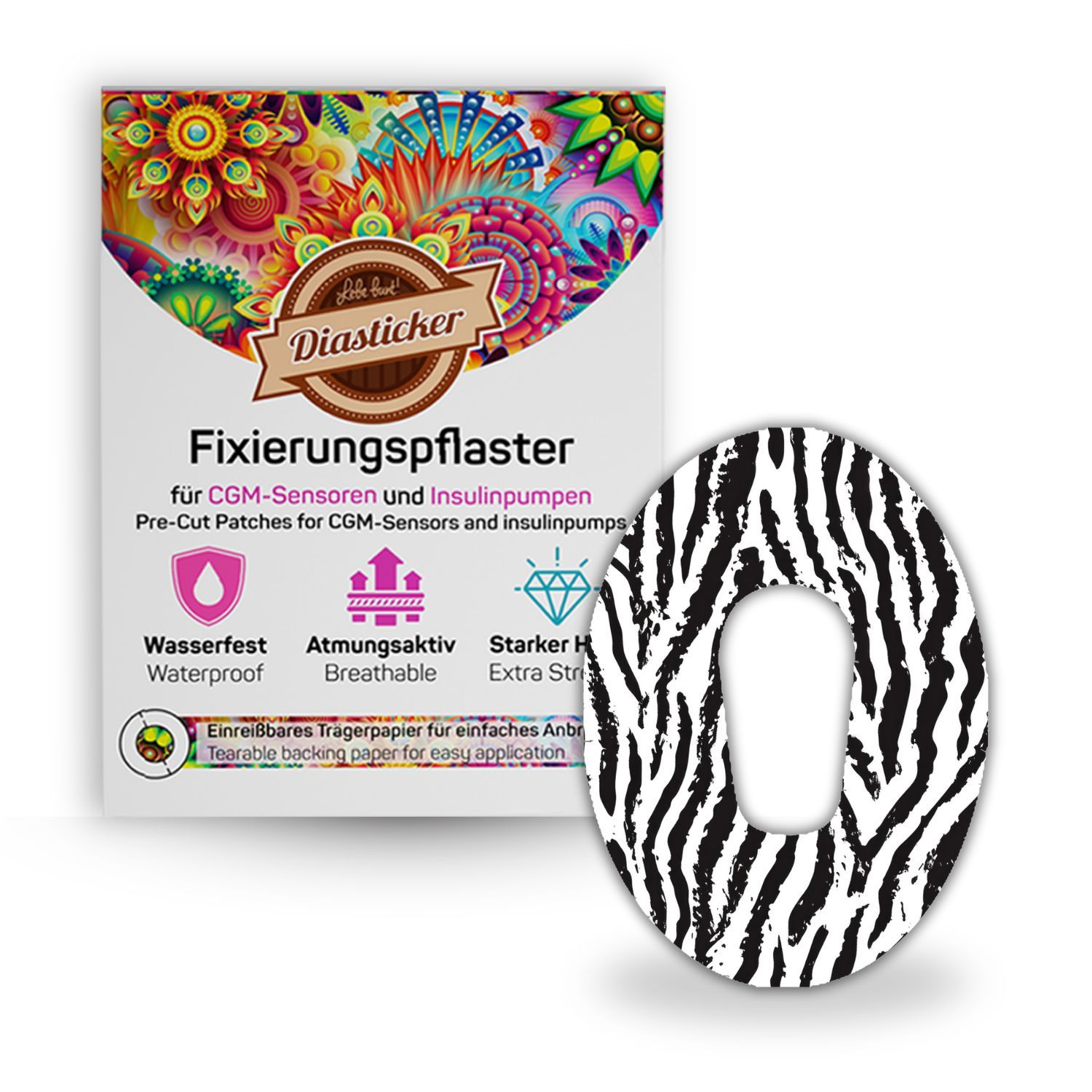 Diasticker® Dexcom G6 Fixiertapes "Pure Zebra"