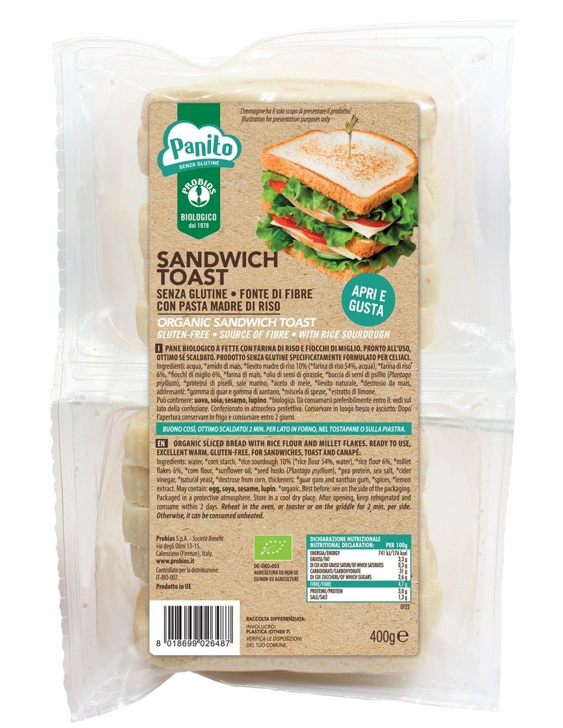 Pane Sandwich Toast Senza Glutine - Probios