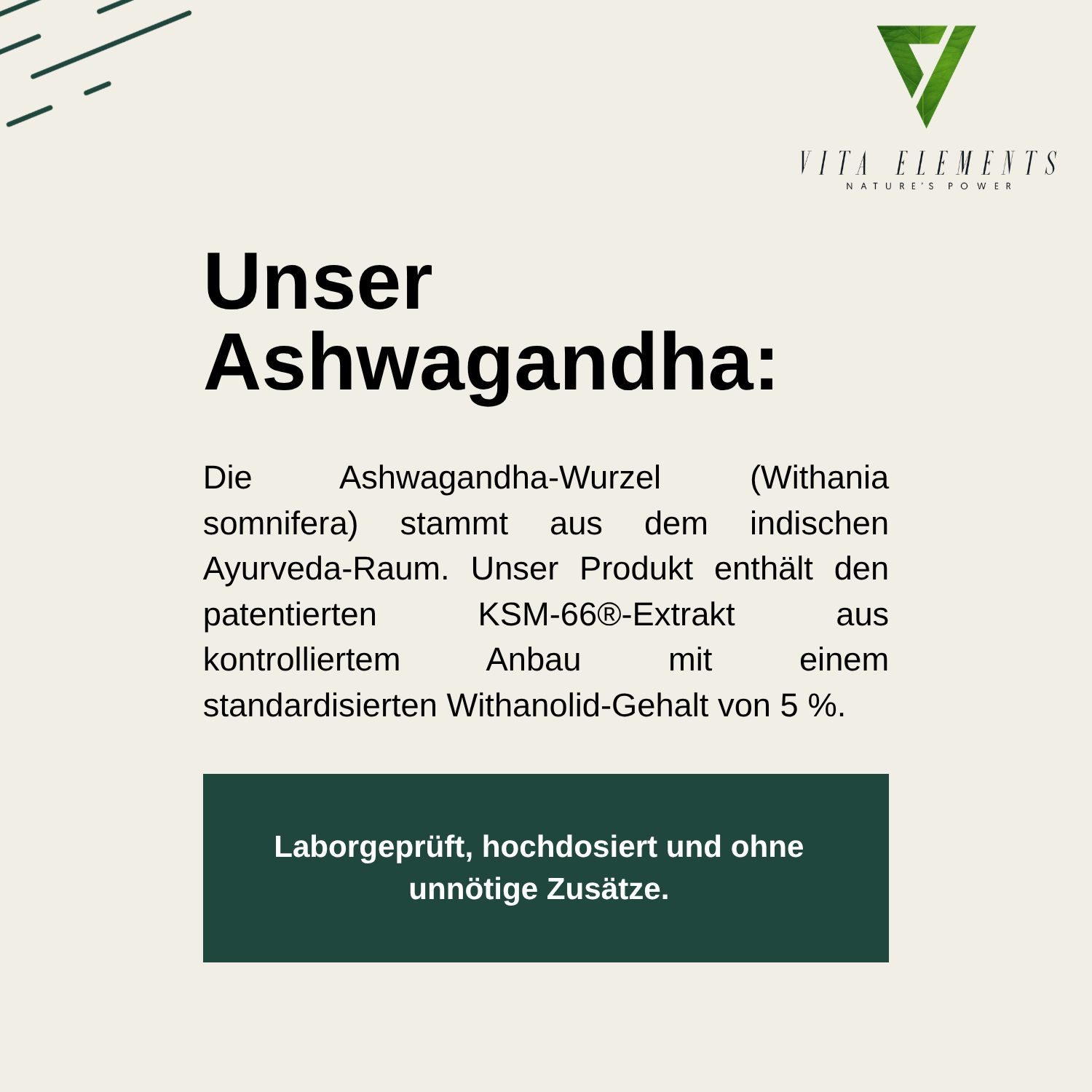 Vita Elements Ashwagandha (KSM-66®) Kapseln