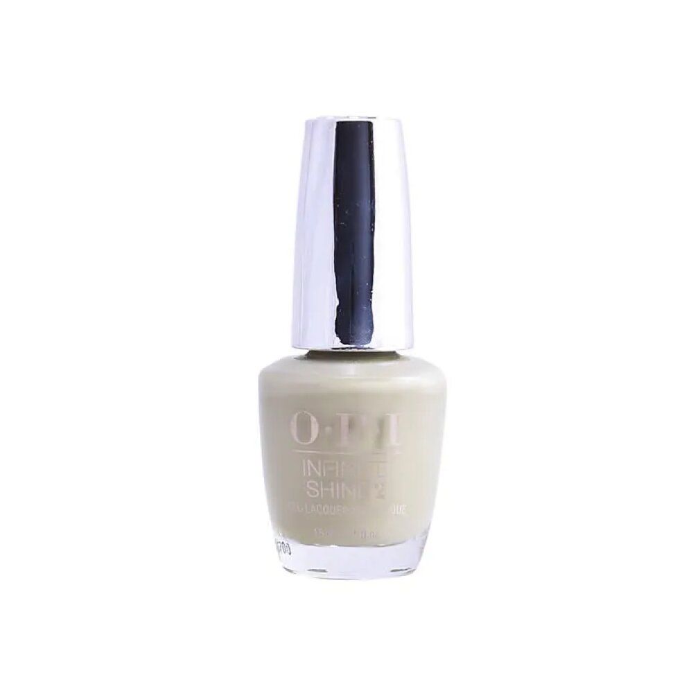 OPI Infinite Shine 2 Nagellack in der Farbe "This Isn't Greenland". Die Flasche hat eine ovale Form mit einem silbernen Deckel. Der Nagellack selbst ist in einem hellen Grünton gehalten. Auf der Flasche sind die Markennamen und Produktinformationen deutlich sichtbar.