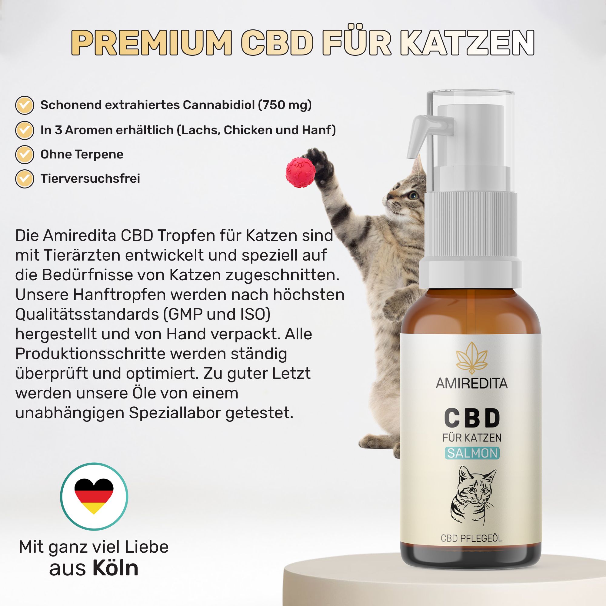 Amiredita CBD Öl Katzen 750mg - Lachsroma