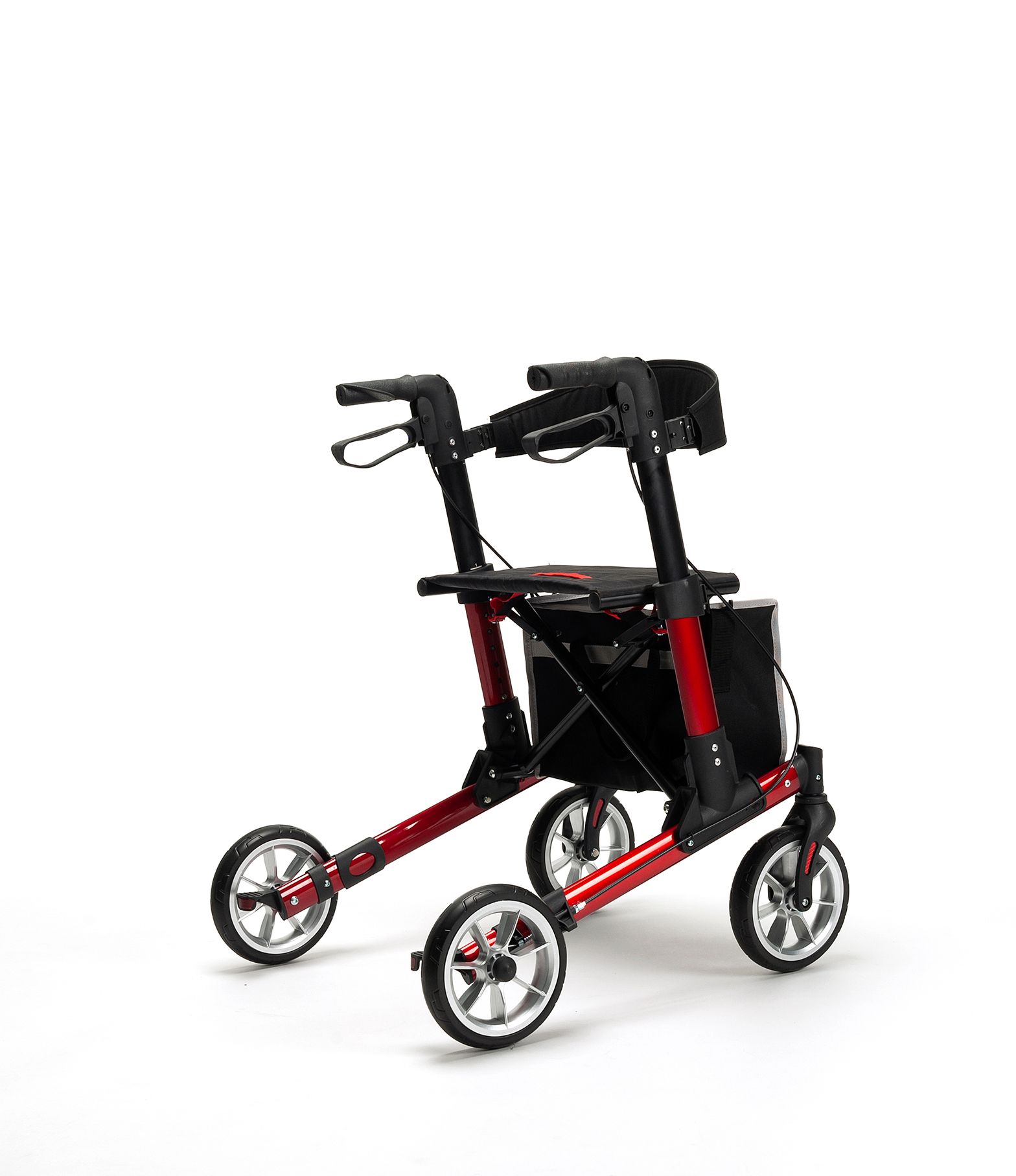 Reise - Rollator QUAVA Leichtgewicht 2-fach faltbar superklein leicht, ROT