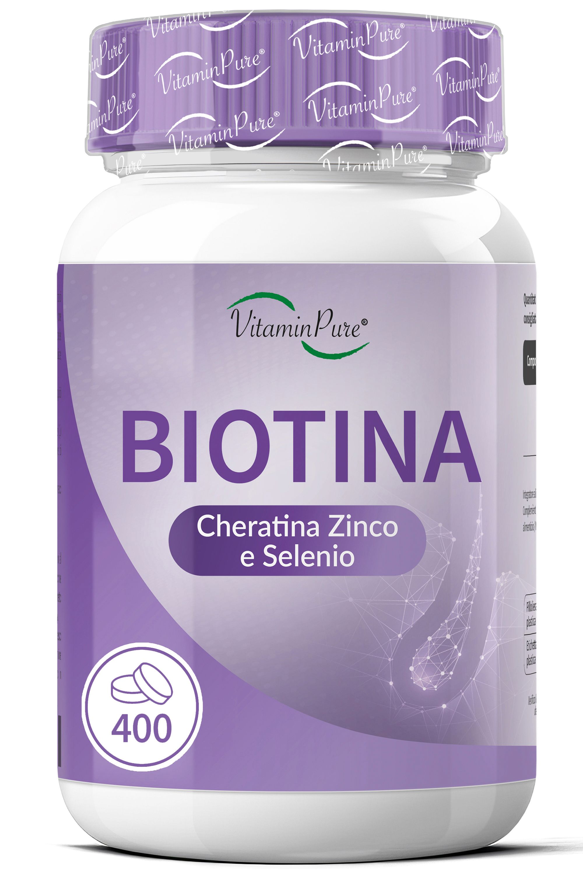 VitaminPure® Integratore per Capelli Unghie e Pelle con Biotina, Cheratina, Zinco e Selenio