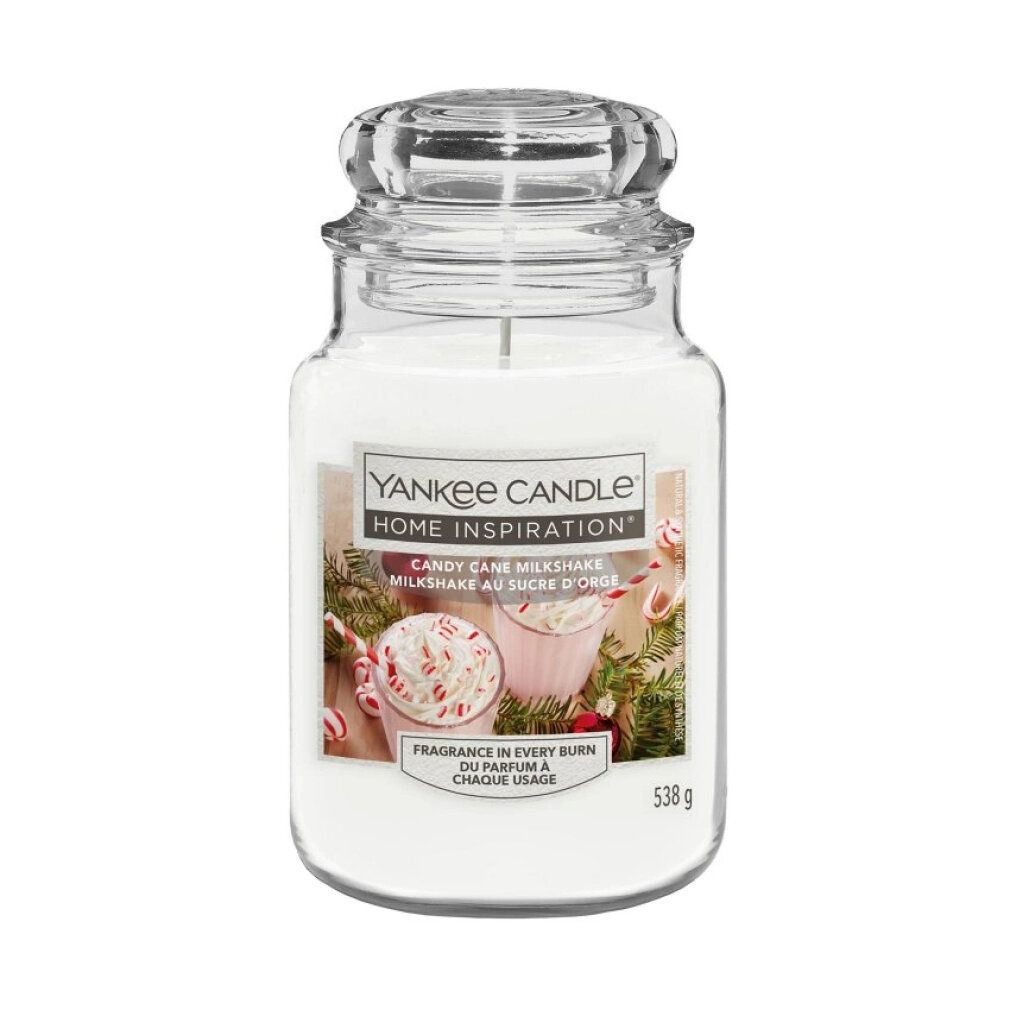 Große Kerze mit Glasdeckel. Aufkleber mit Produktname und Abbildung. Gewicht: 538 g. Marke: Yankee Candle.