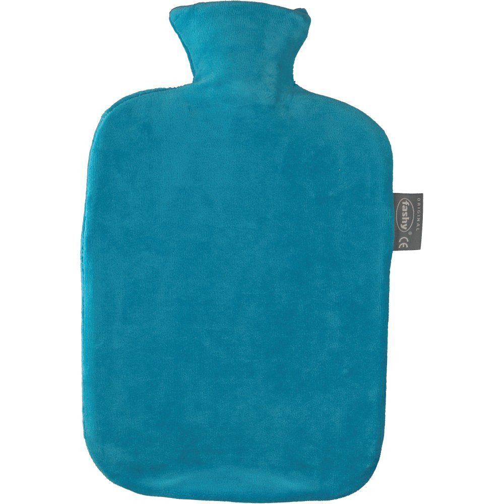 fashy Wärmflasche mit Nicki-Velour Bezug Petrol