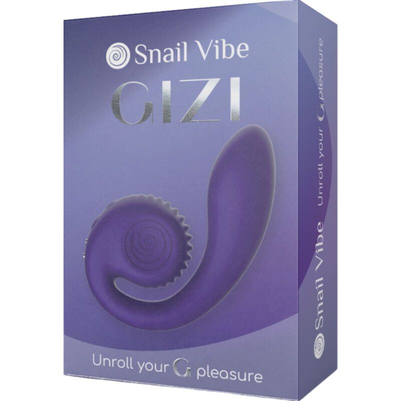 Verpackung für Snail Vibe Gizi. Lila Schachtel mit Produktabbildung und Schriftzug. Enthält Produktinformationen.