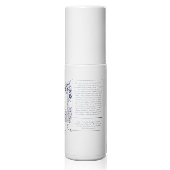 Weiße Sprühflasche mit Text. Rückseite mit Text. Marke Lumunu.