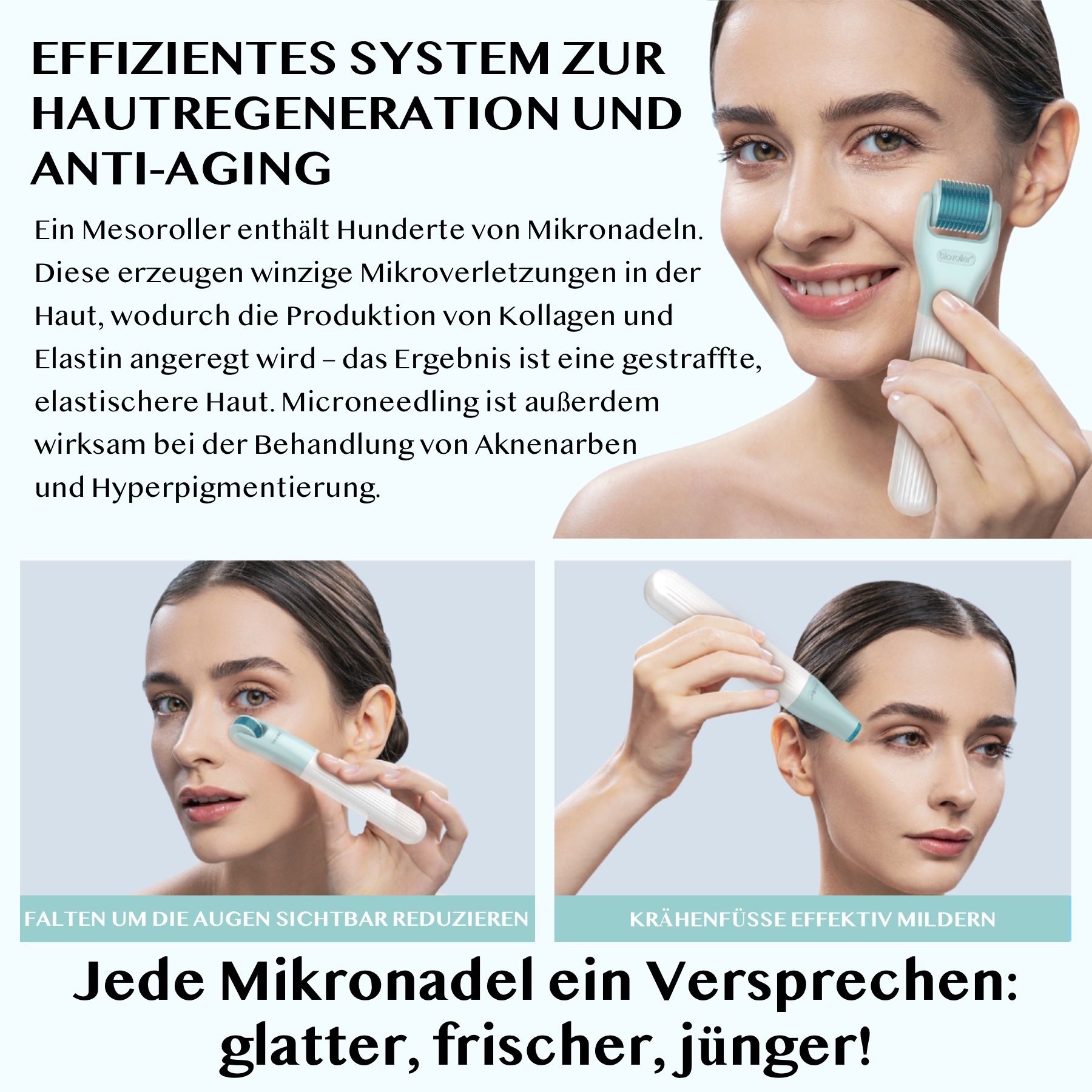 P-Beauty  Dermaroller Bio Roller G10 Microneedling für Hautpflege