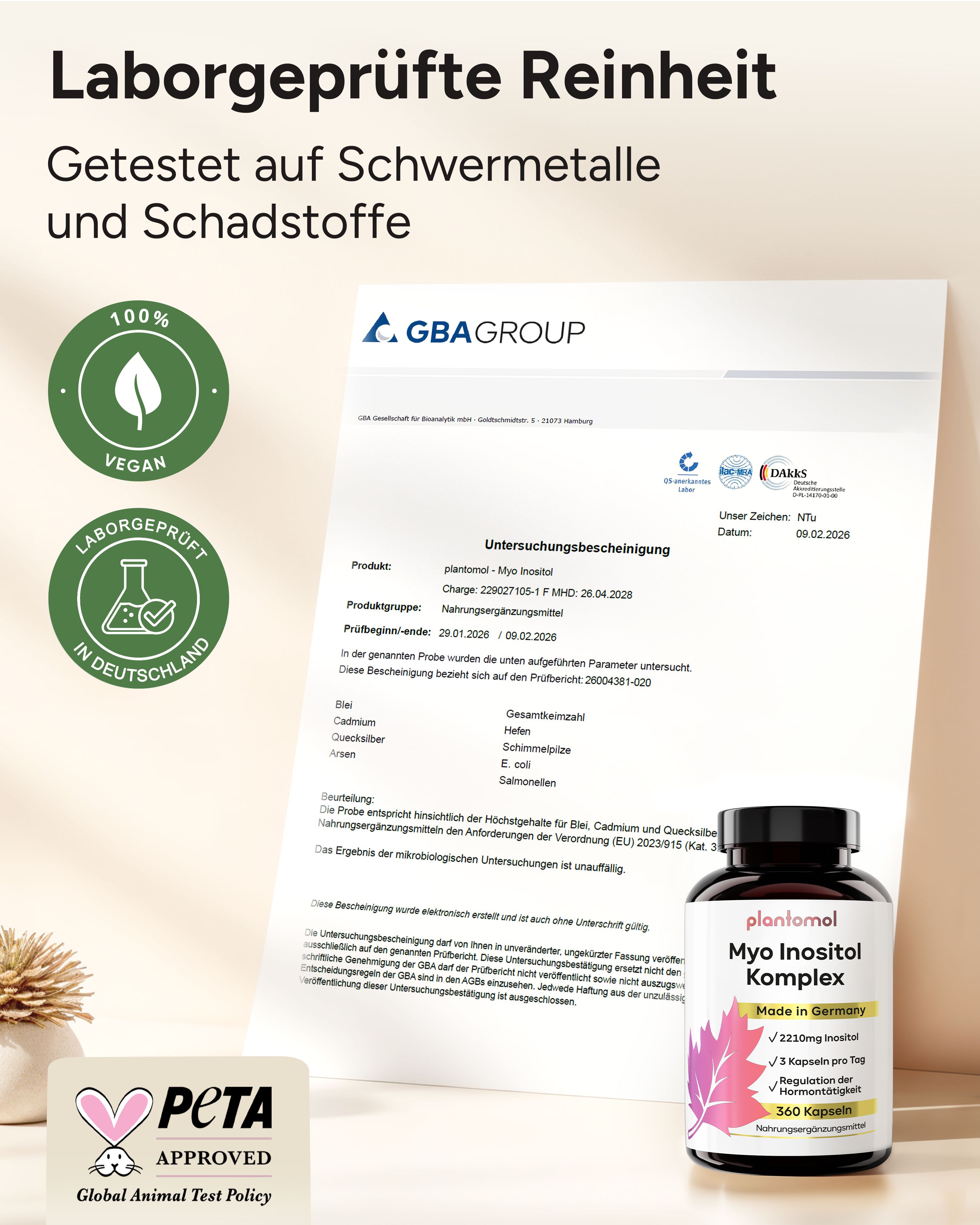 plantomol® Myo Inositol kombiniert D-Chrio-Inositol sowie Chrom B6 & Folsäure