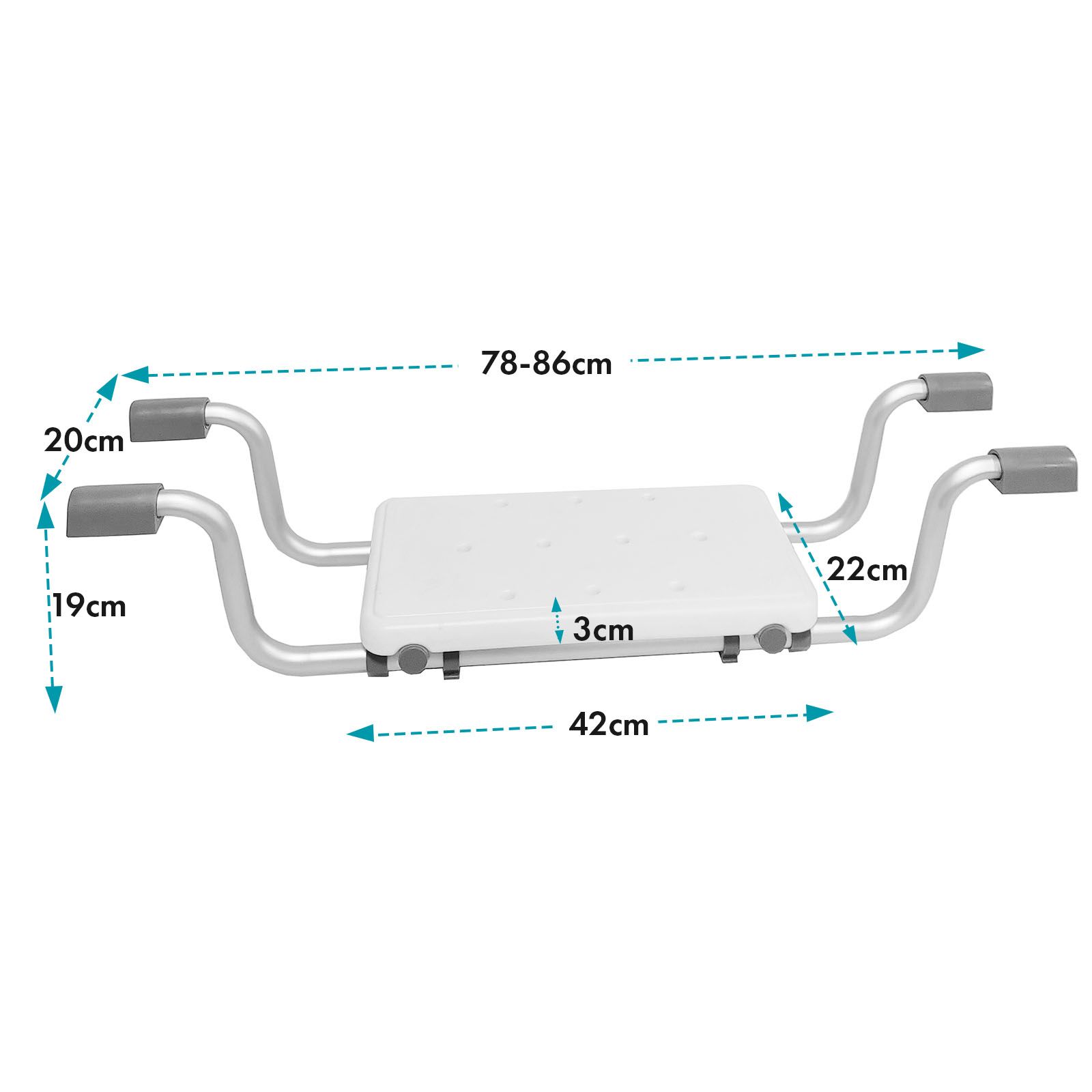 KARAT Badewannensitz Levi - Badewannenbrett - Verstellbar und rutschfest - Belastbar bis 136 kg