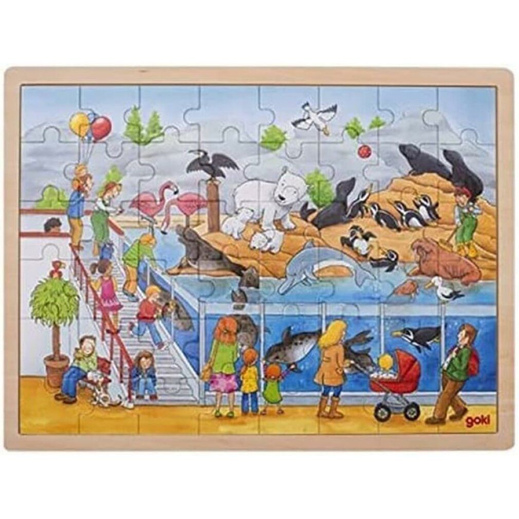 Puzzle di legno Goki - Zoo, 48 pezzi.