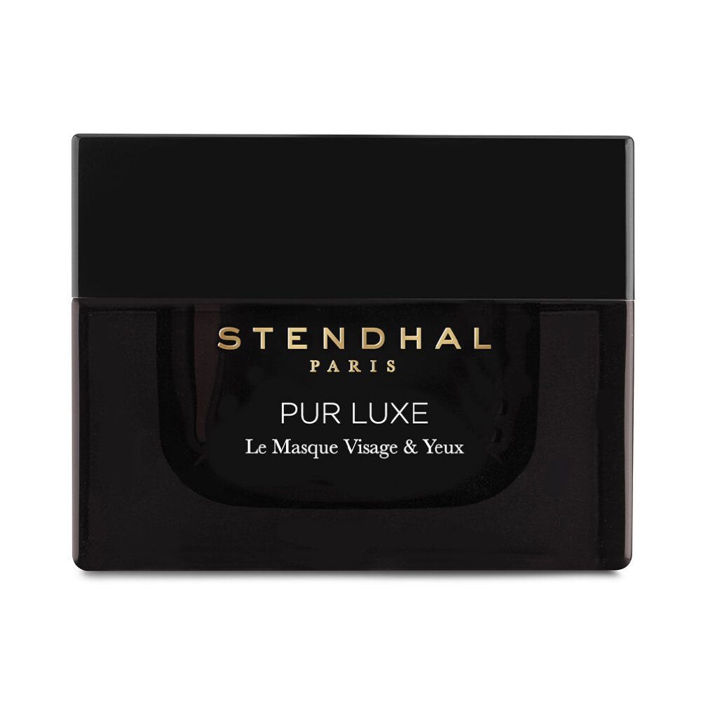 Schwarzer Tiegel mit goldfarbenem Schriftzug STENDHAL PARIS, PUR LUXE Le Masque Visage & Yeux.