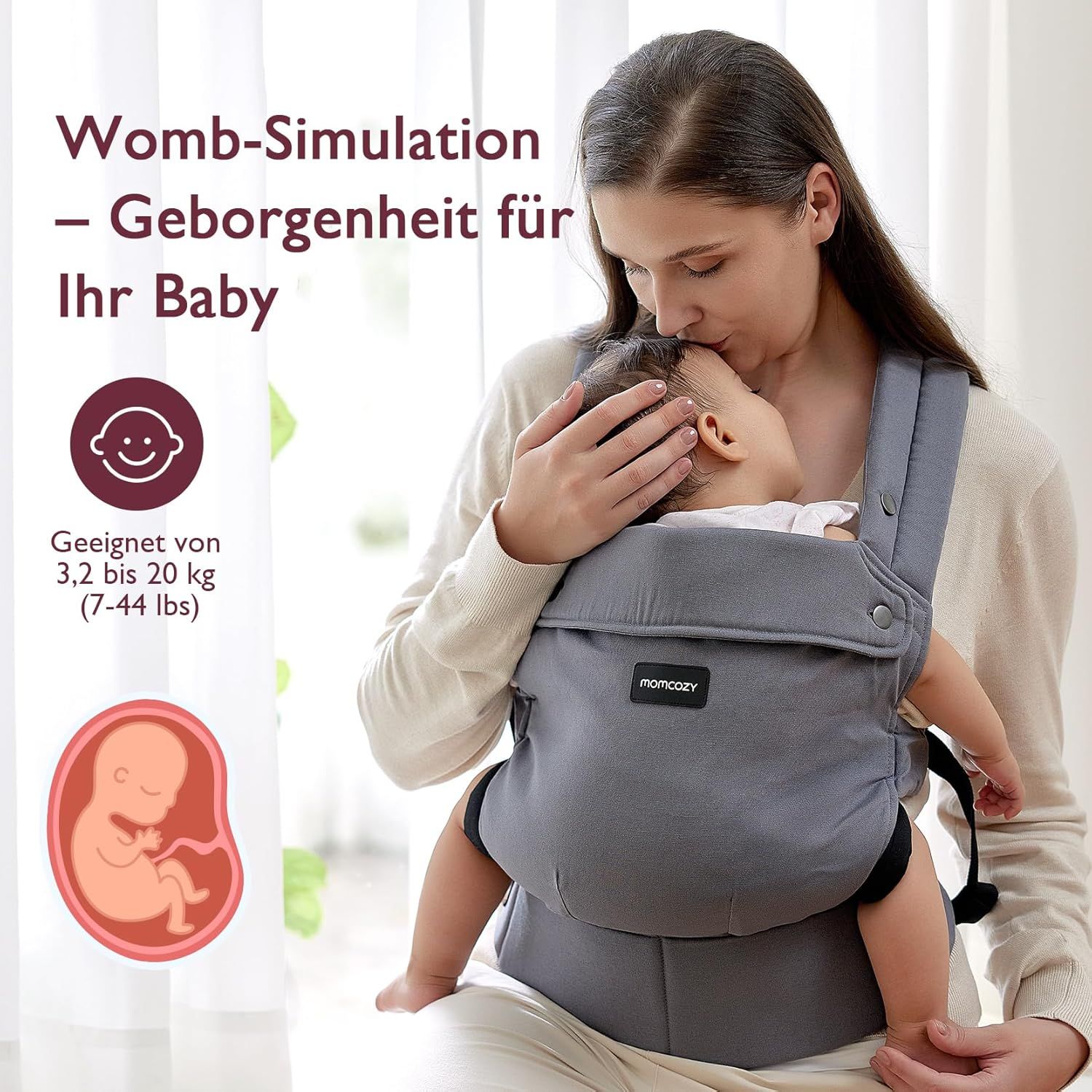 Momcozy Babytrage Grau