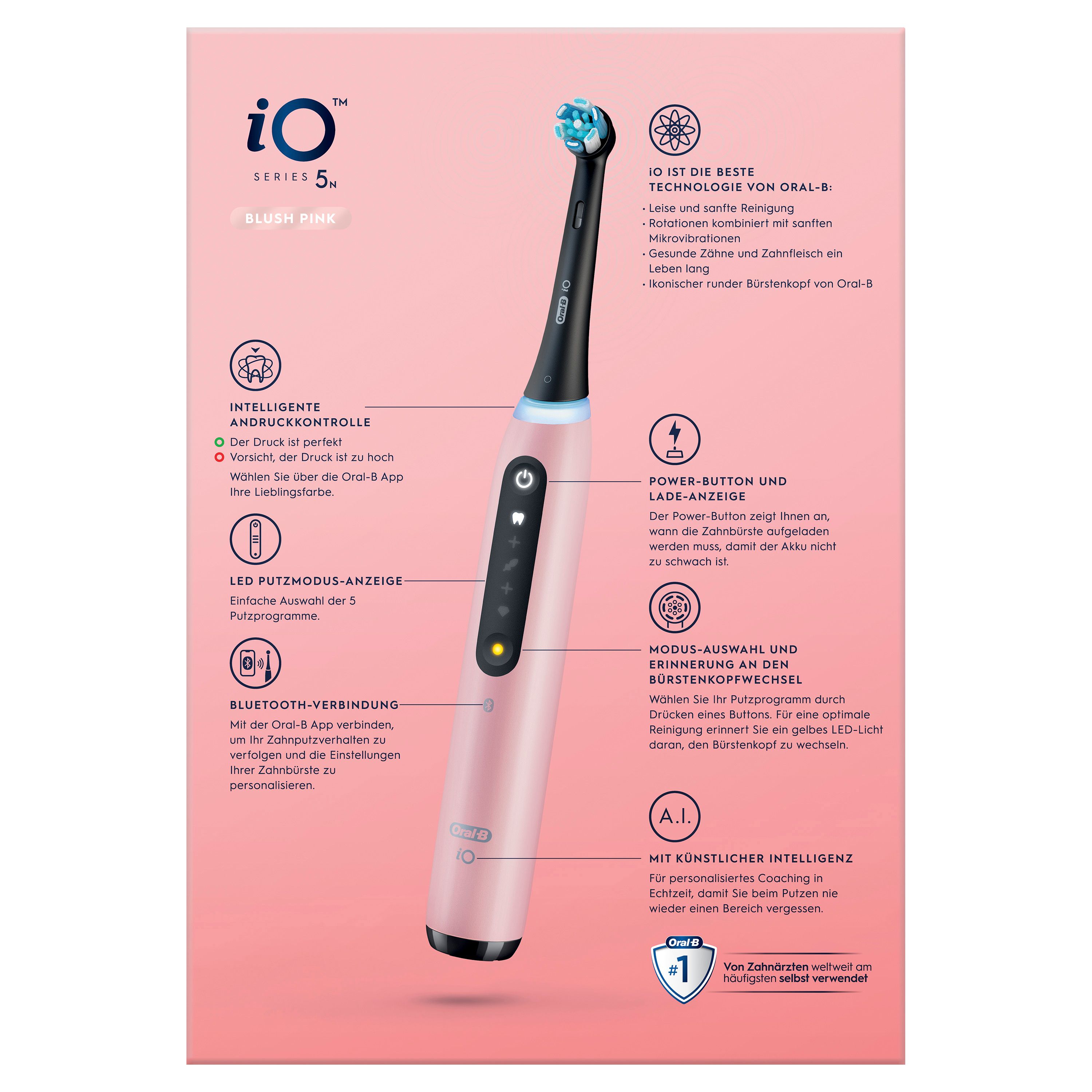 Oral-B - Elektrische Zahnbürste "iO Series 5 + Reiseetui" in Blush Pink