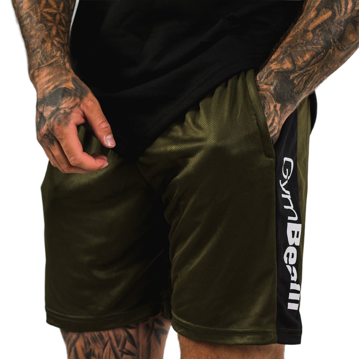 GymBeam Shorts Herren mit regulärer Passform und Gummizug in Military Green