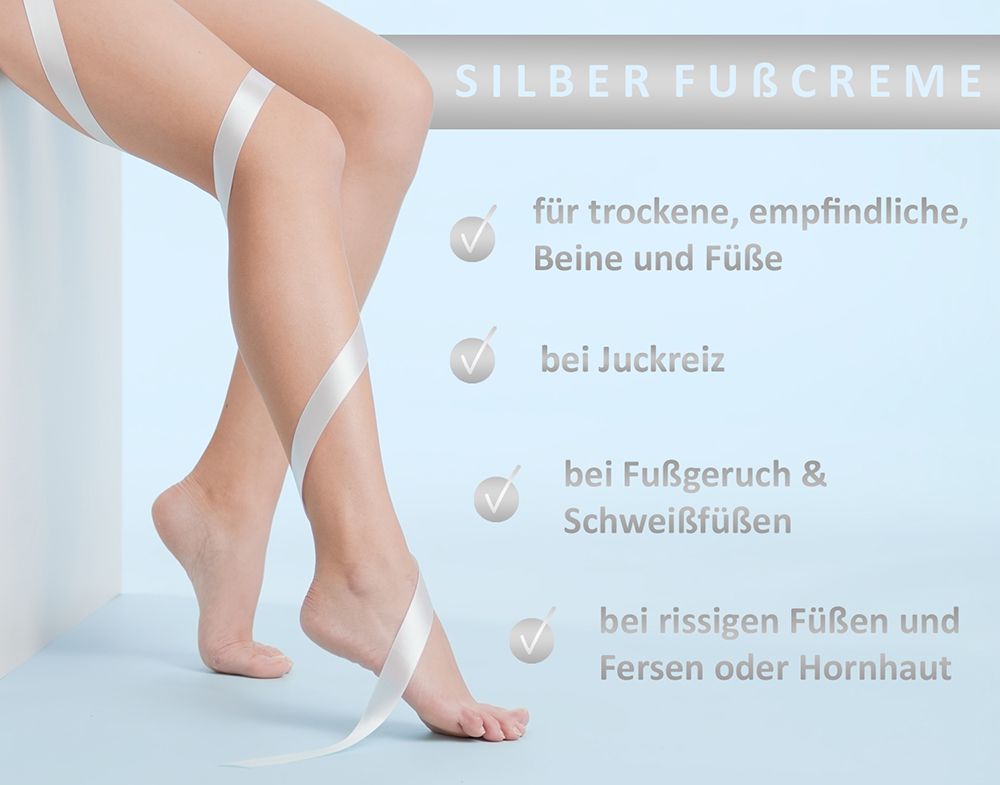 Blueline Silber Fusscreme für trockene, empfindliche und rissige Füße | Fußcreme mit Microsilber