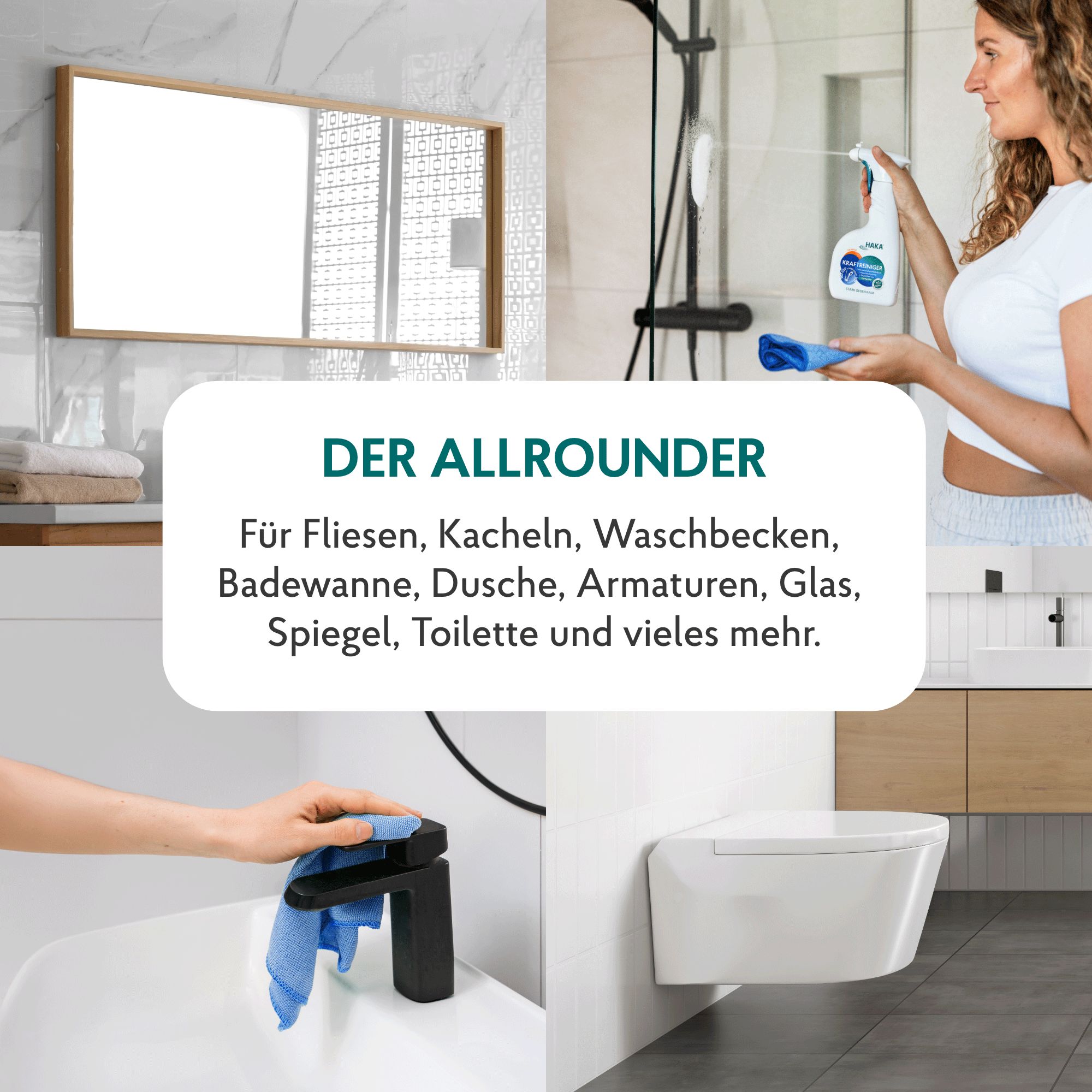 HAKA Kraftreiniger Bad Spray: Allrounder für Fliesen, Armaturen, Glas und Toilette.