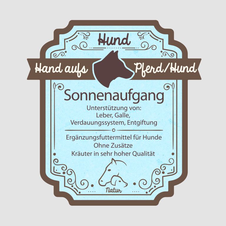 Hand aufs Pferd/Hund Darm Kräuter Sonnenaufgang