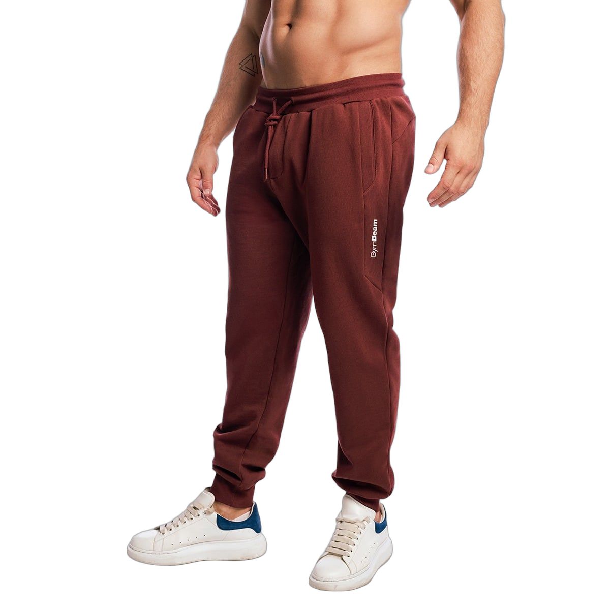 GymBeam Jogginghose Herren oversized mit Kordelzug und Taschen in Cherrywood