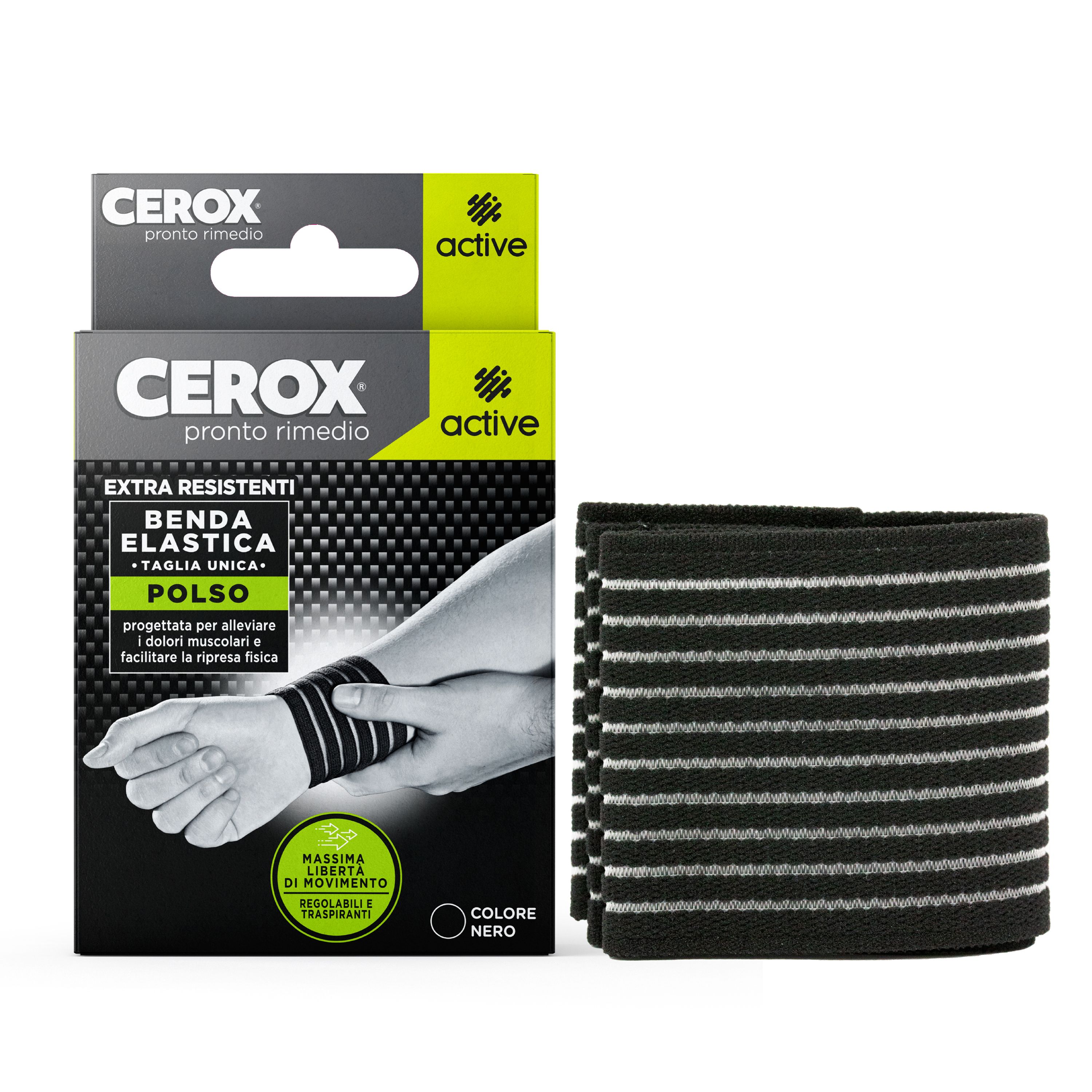 CEROX Active, Benda Elastica per Polso, Extra-Resistente, Regolabile, per Sport e Uso Quotidiano