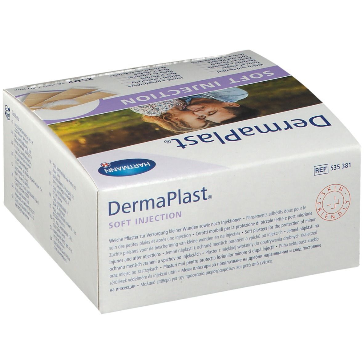 Verpackung DermaPlast® SOFT INJECTION mit Zertifizierungszeichen.