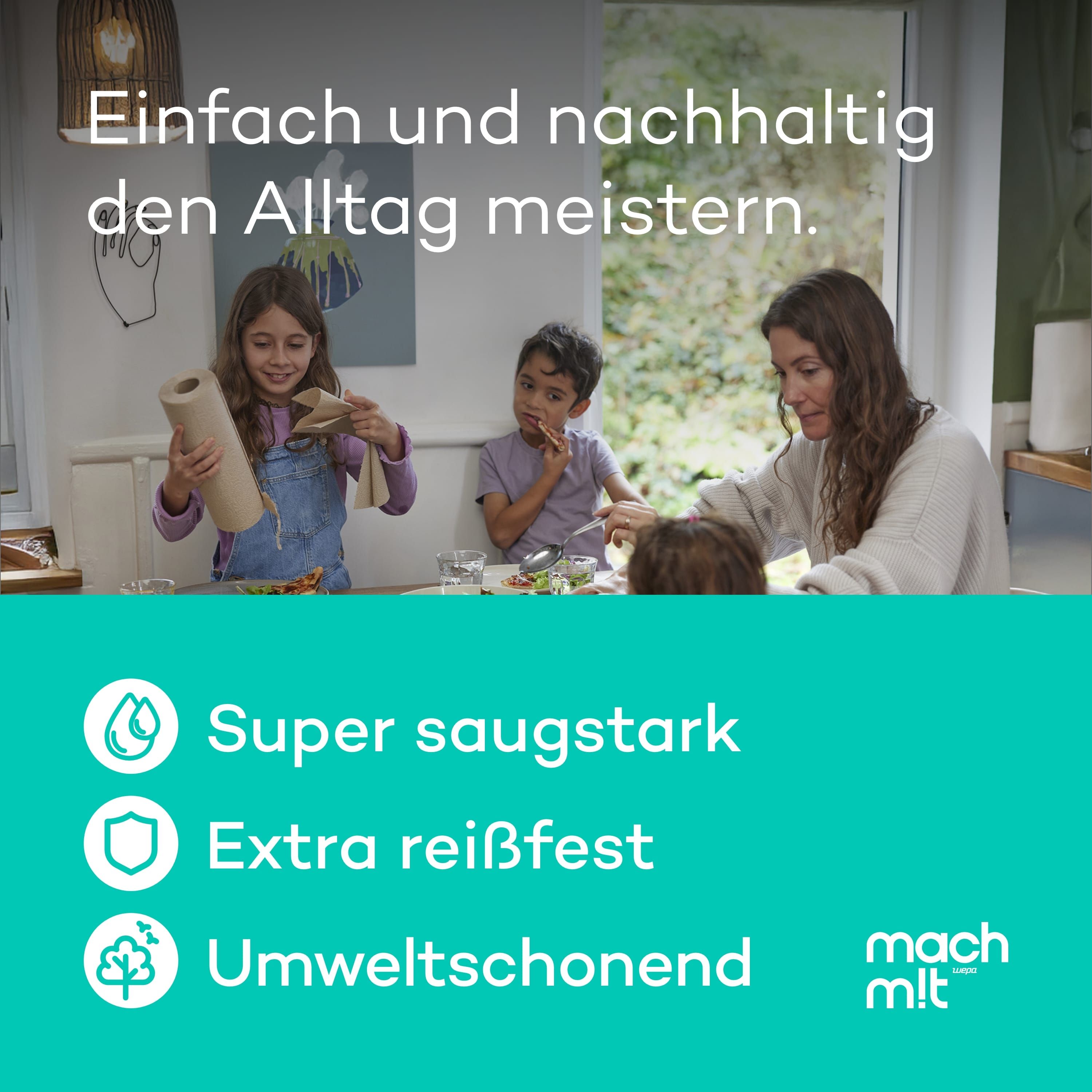 4 x Küchenrolle 3-lagig aus recyceltem Karton mach m!t PURE