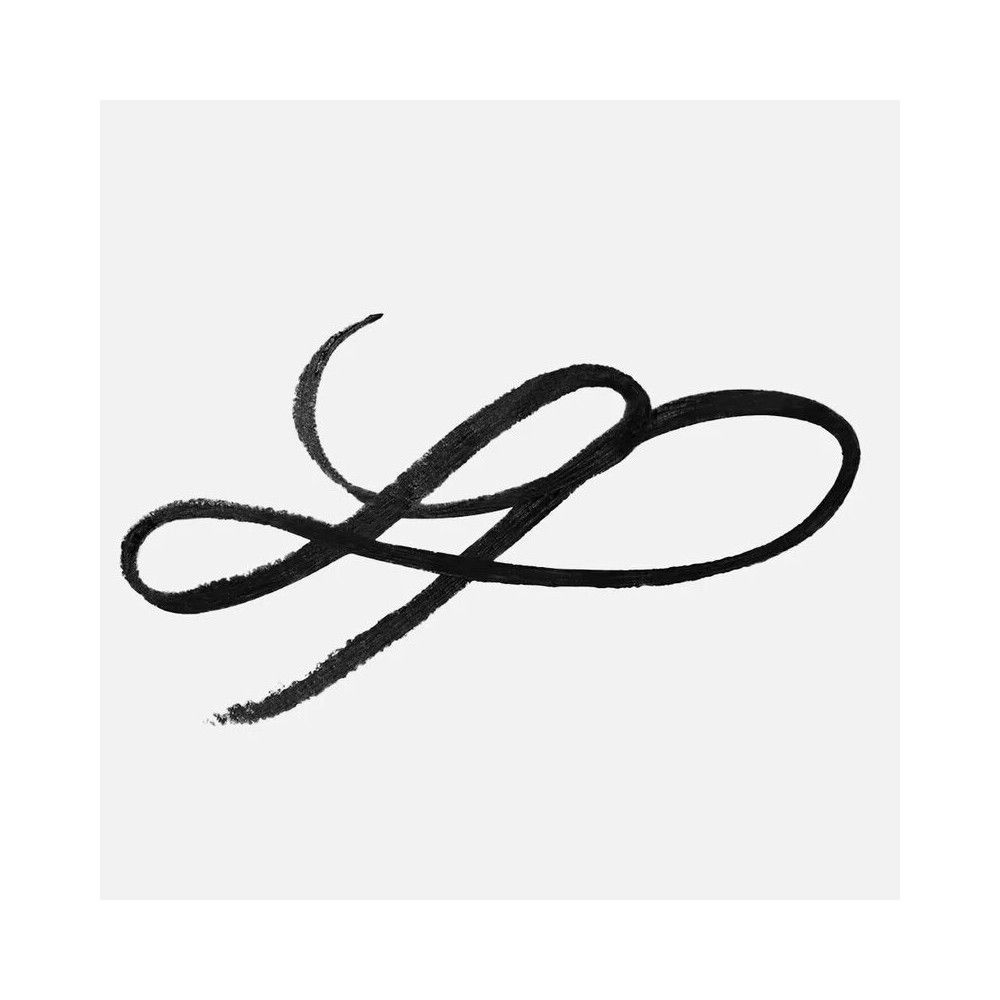 Schwarzer Kajalstrich auf weißem Hintergrund. Geschwungene Linie.