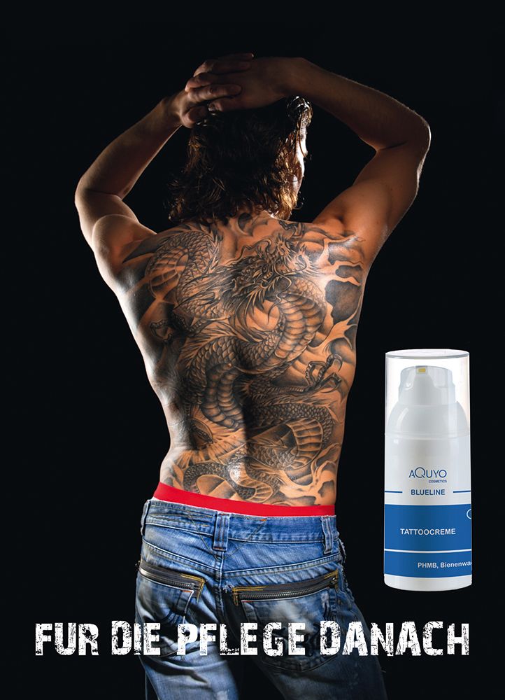 Blueline Tattoo Creme, After Tattoo Pflege nach dem Stechen, Tattoocreme pflegt und schützt die Haut