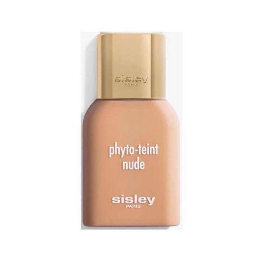 Beige Flasche mit goldfarbenem Deckel. Aufschrift: Phyto-Teint Nude und Sisley Paris.