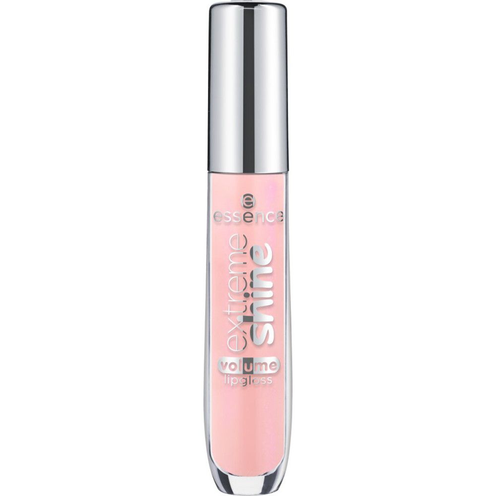 Lipgloss-Tube mit silberfarbenem Deckel. Durchsichtige Tube mit rosa Inhalt. Aufschrift: Extreme Shine, Volume Lipgloss.