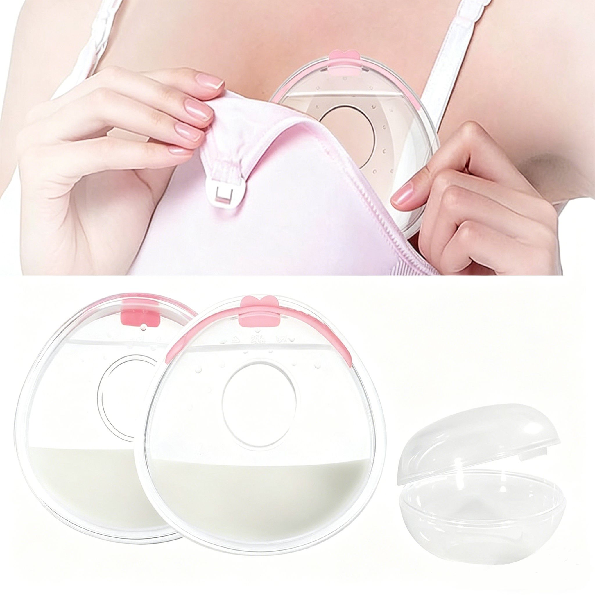 Milchsammler Silikon 2er Set mit Deckel, BPA frei, wiederverwendbar & auslaufsicher 1 Pc Behälter