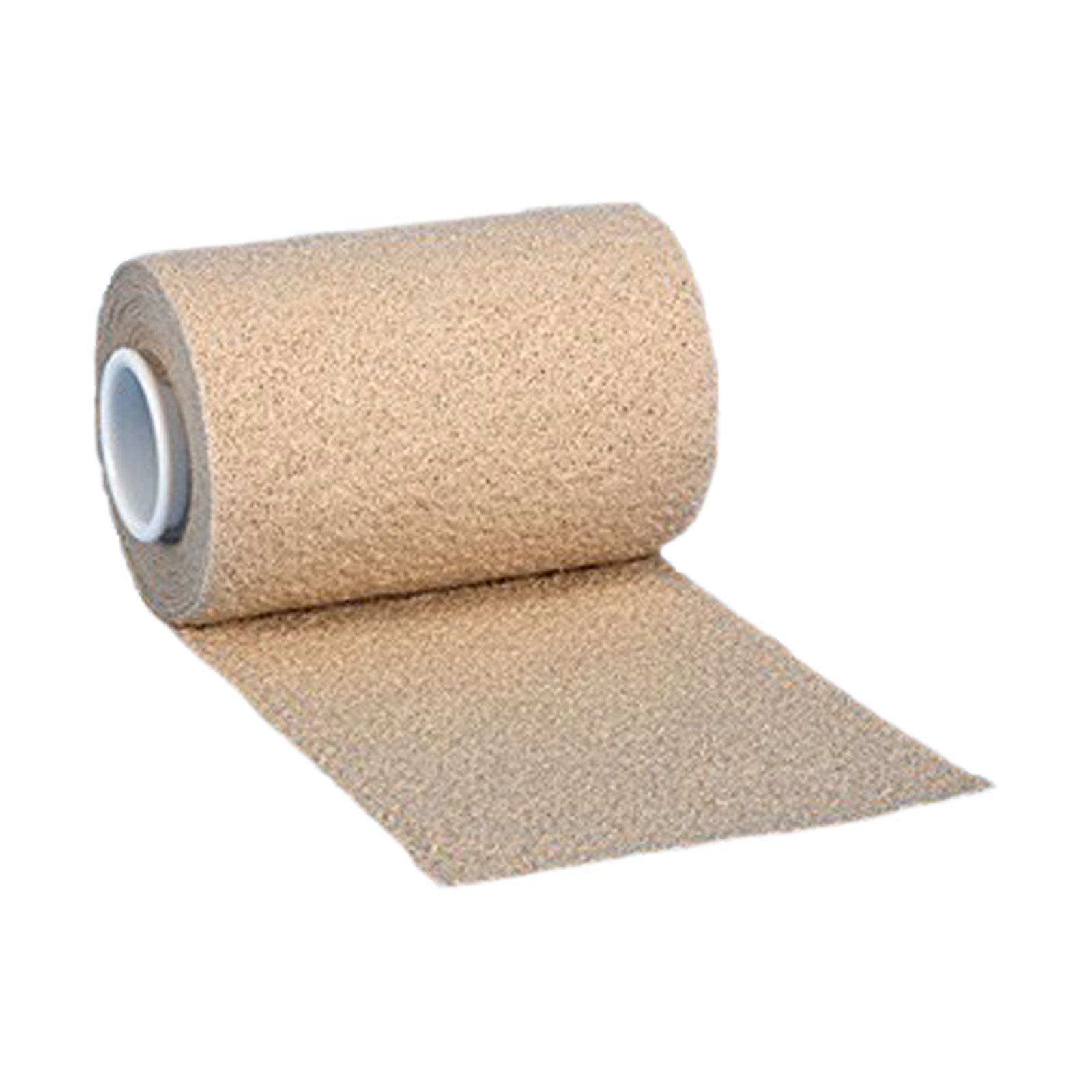 Rolle der Rudalastik Pflasterbinde. Beige, geriffelte Textur. Weißer Kern. Band ist teilweise abgerollt.