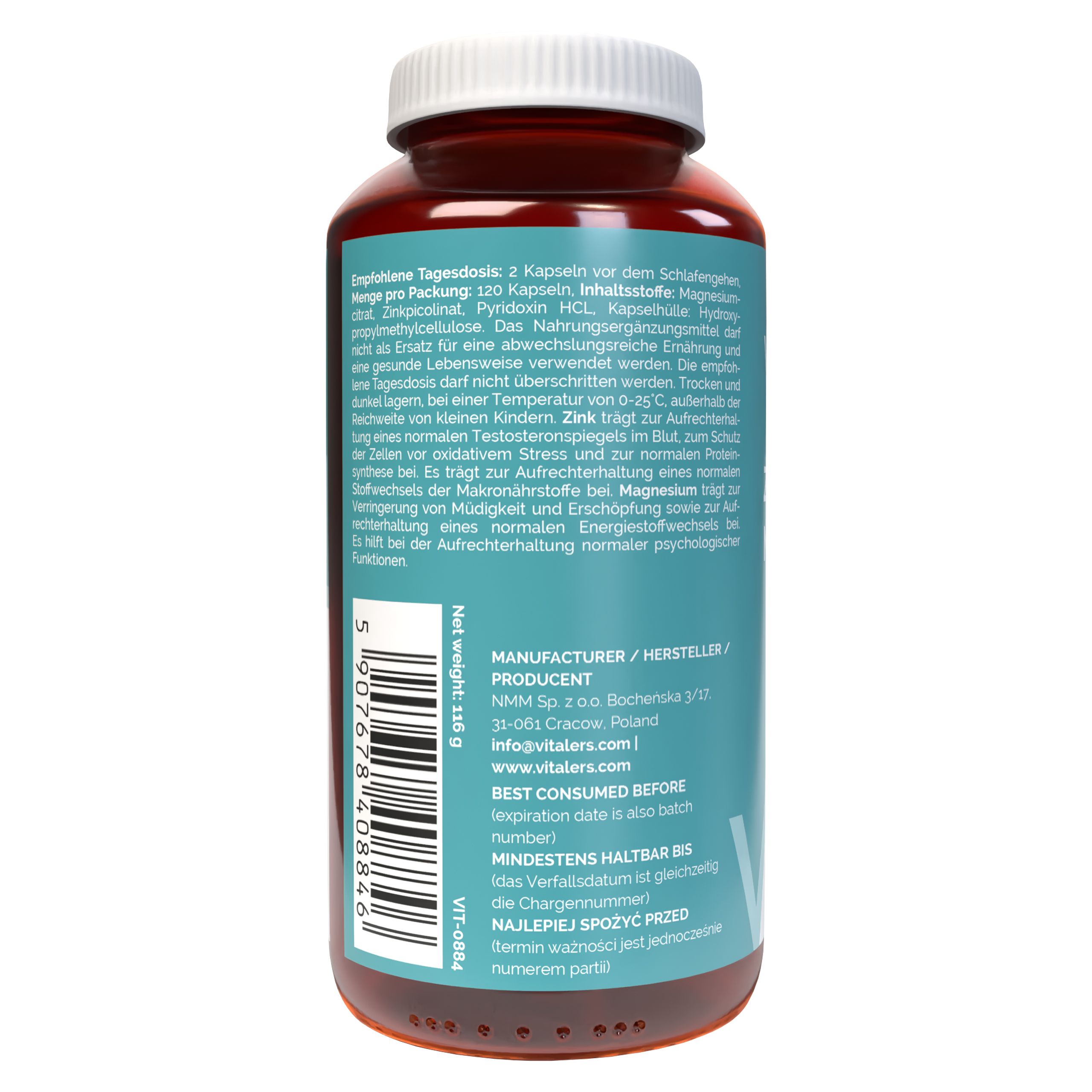 Vitaler’s ZMB Magnesium 240 mg + Zink 15 mg + Vitamin B6 6 mg