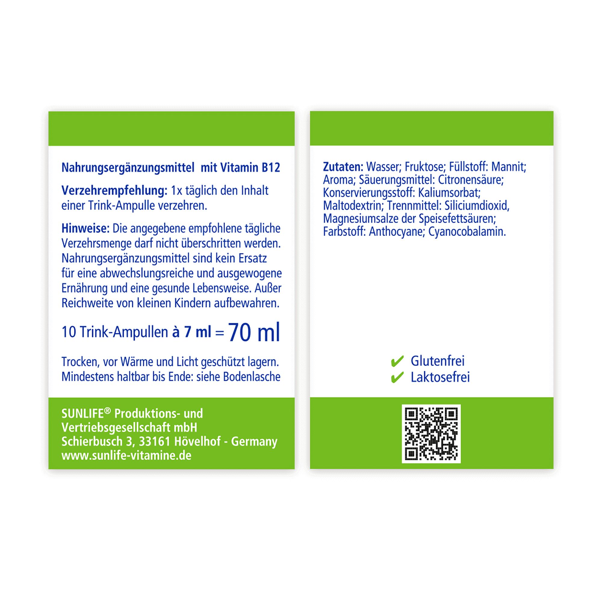 SUNLIFE® Vitamin B12 Kur Ampullen