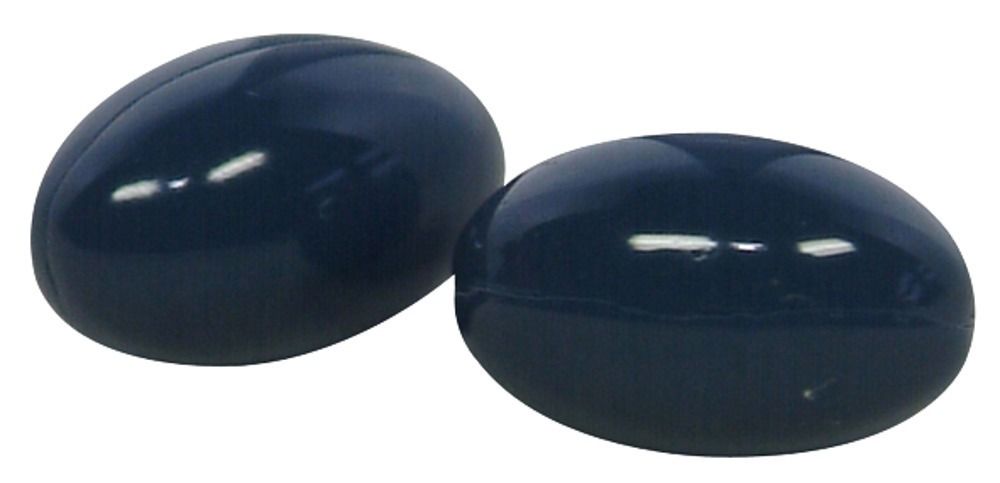 Zwei blaue, ovale Kapseln. Die Kapseln haben eine glänzende Oberfläche.