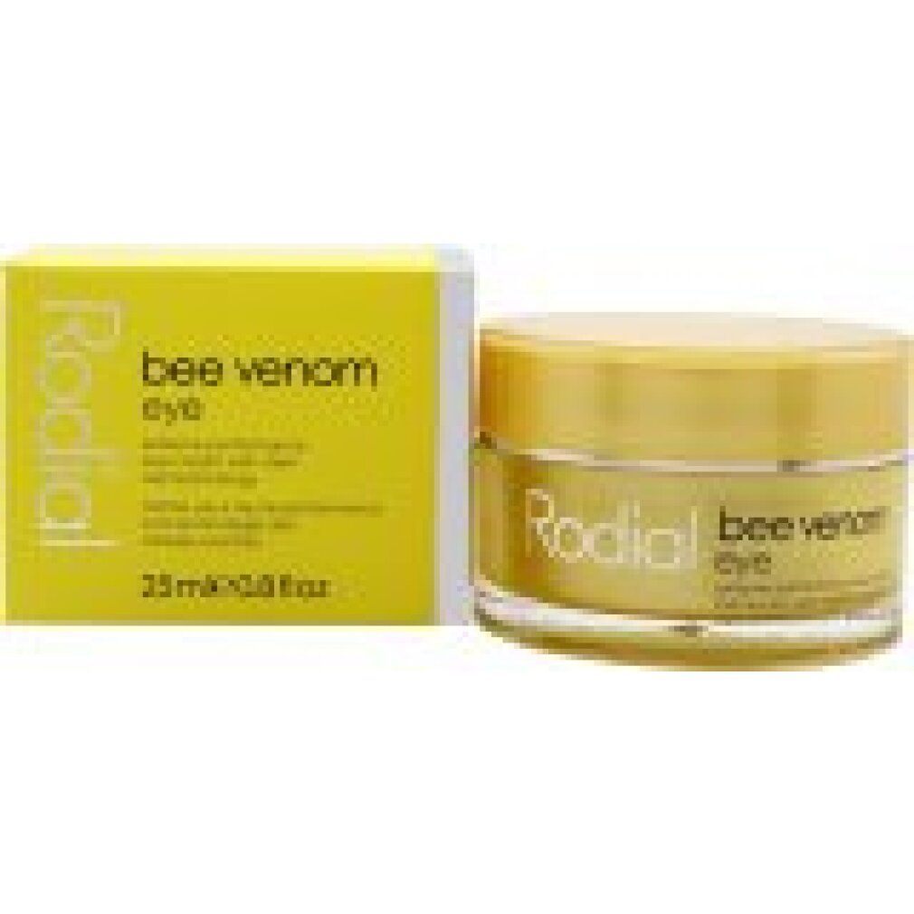 Gelbes Tiegel und Schachtel mit 'Rodial Bee Venom Eye'.