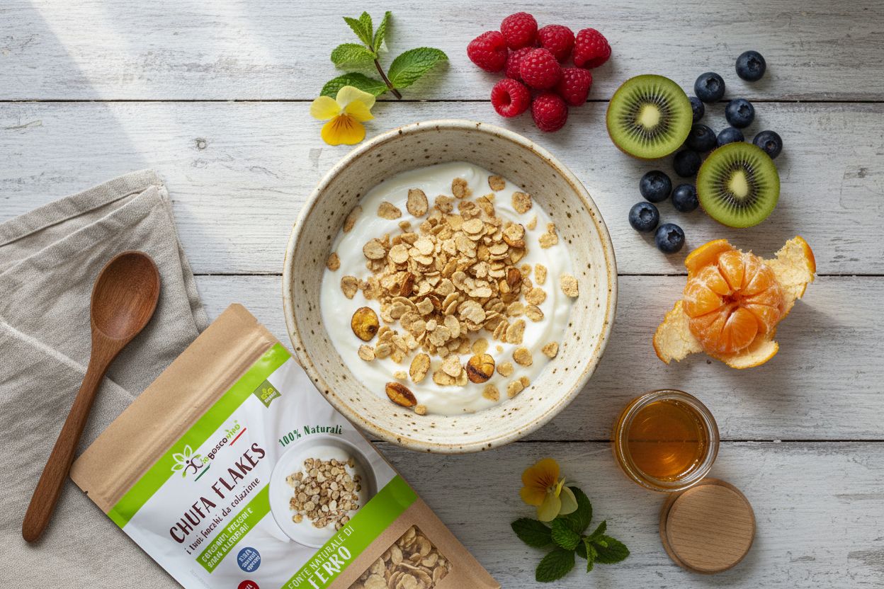 IoBoscoVivo Bio-Erdmandel-Flocken - Glutenfreie Frühstücksflocken, ohne Zuckerzusatz