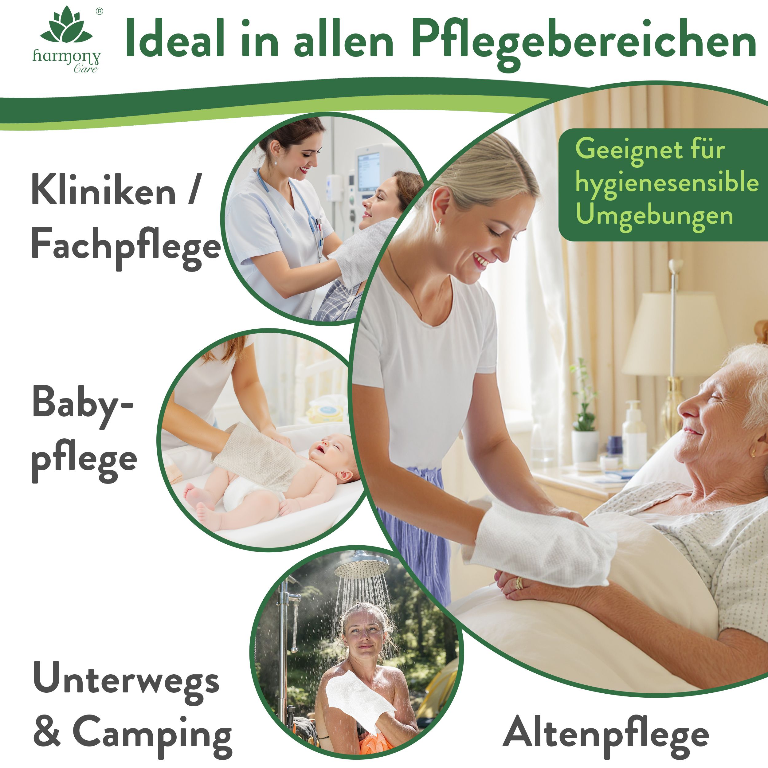 Harmony Care® - weiche Einmal Waschhandschuhe aus Spunlaced, Einmalwaschlappen für Erwachsene & Baby