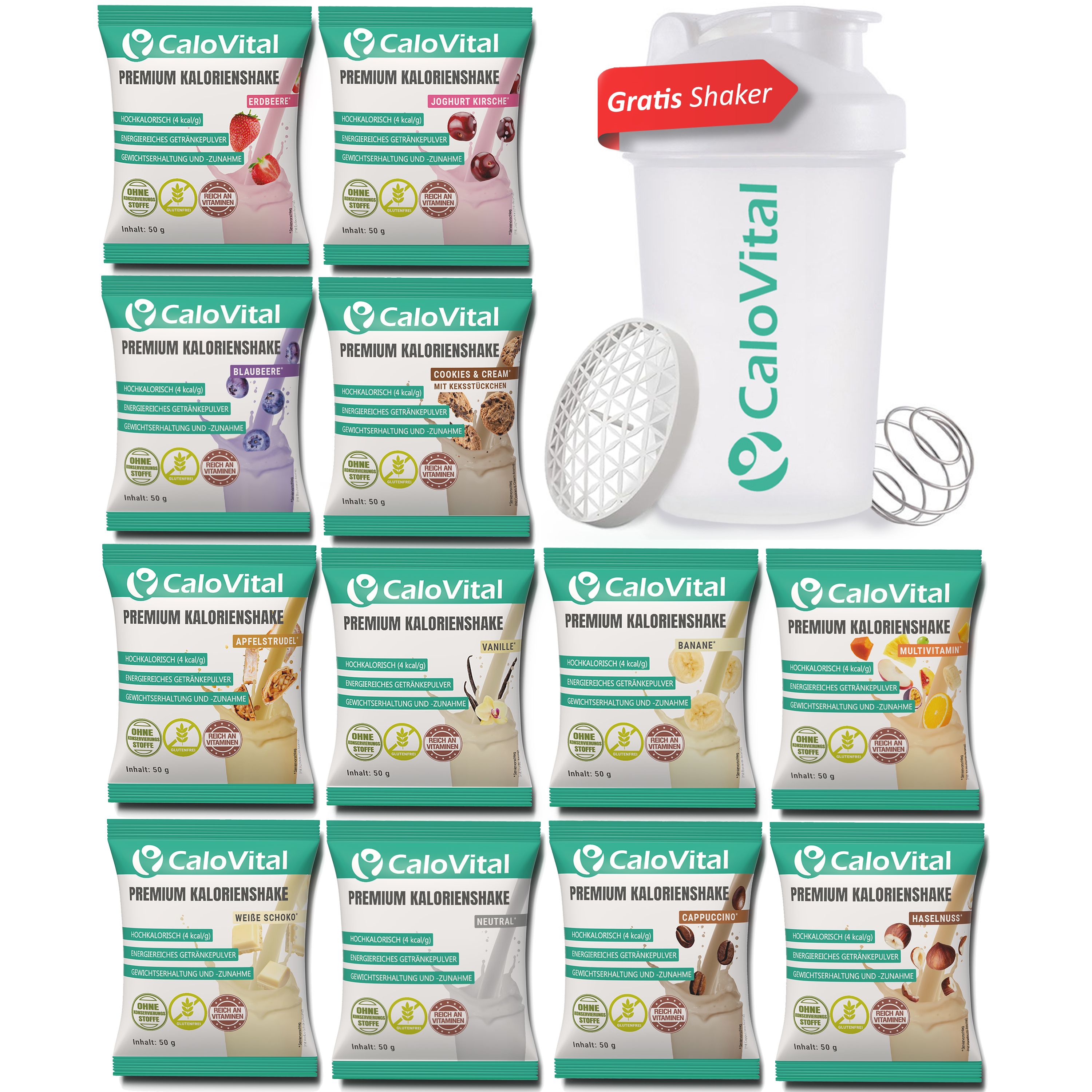 CaloVital Probierpaket + Shaker | 12er Pack Classic
