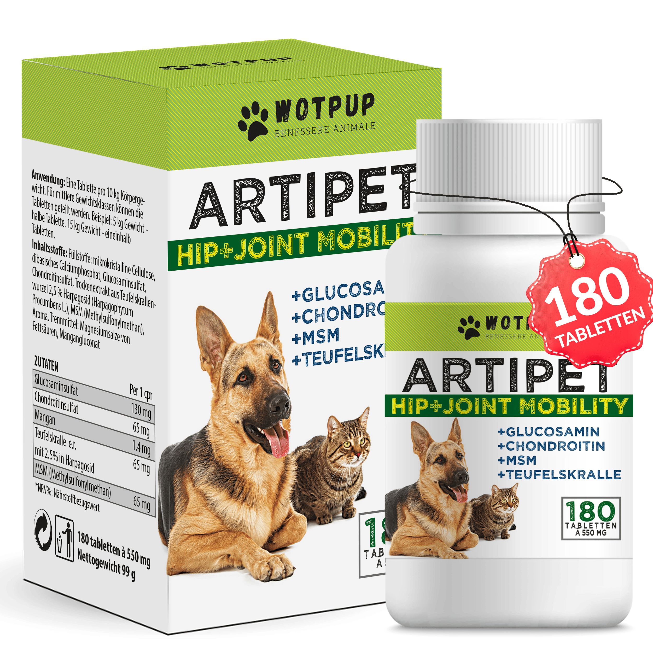 Artipet © Gelenknahrungsergänzung für Hunde und Katzen mit Glucosamin und Chondroitin